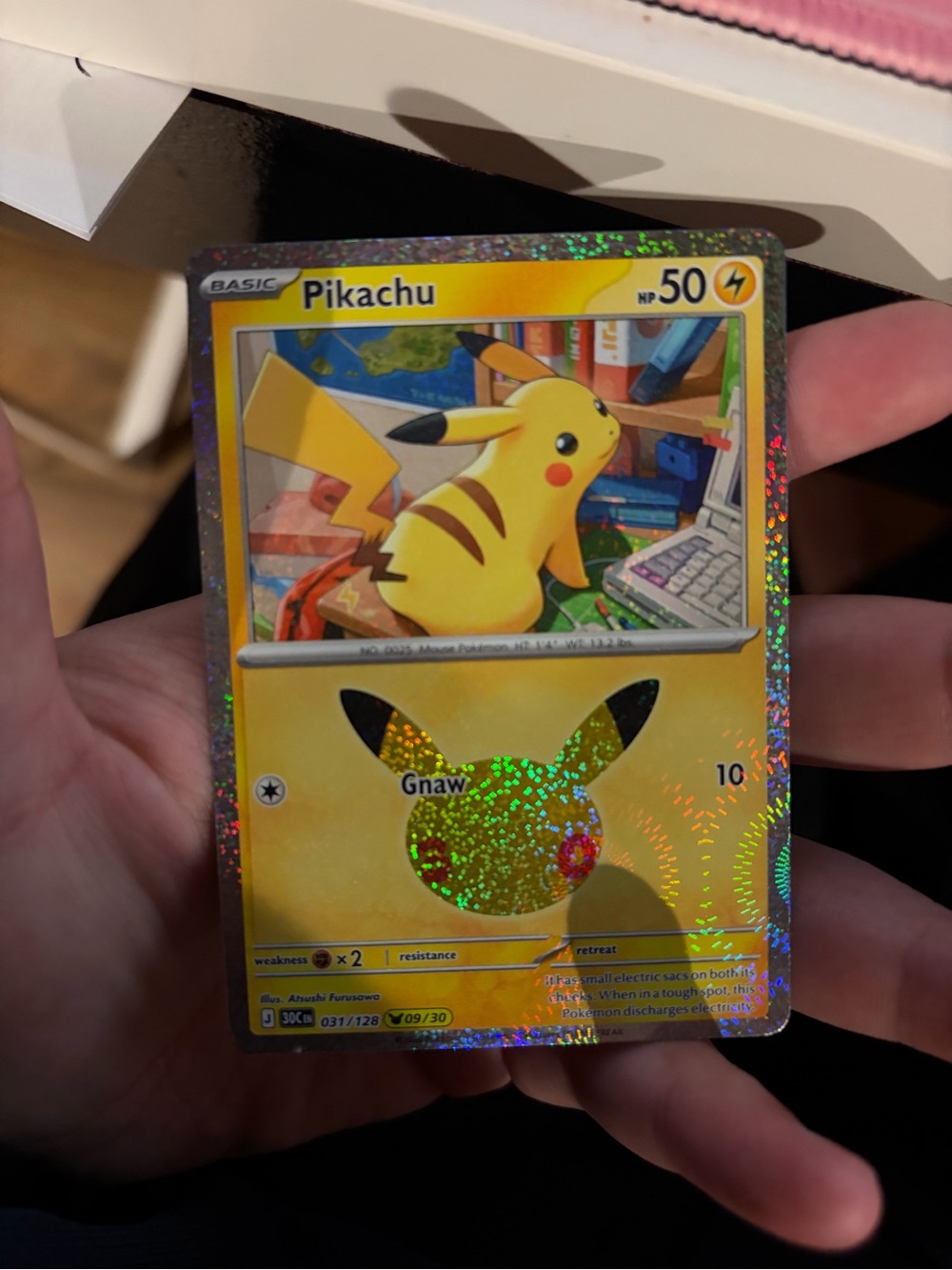 Pikachu Holographic Trading Card - Yellow